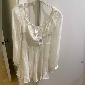 L Space white with thin gold stripes cover up / summer dress